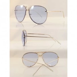 Rimless Retro Rimless Oversize Round Color Tinted Mirrored Sunglasses A031 A032 - Blue - C1186EKT4IY $13.15
