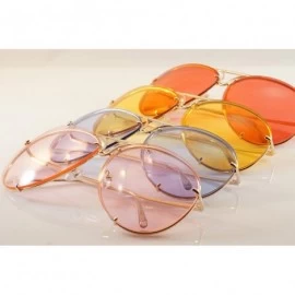 Rimless Retro Rimless Oversize Round Color Tinted Mirrored Sunglasses A031 A032 - Blue - C1186EKT4IY $13.15