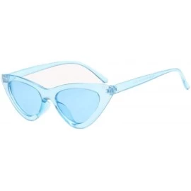 Cat Eye Women Retro Sun Glass Female Small Sun Glasses Cat Eye Sunglasses - Blue - CY18U34W49G $12.61