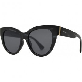 Oversized Womens Large Cat Eye Round Sunglasses Fashion UV Protection - Black Marble + Smoke - C91960QWAEG $28.32