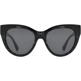 Oversized Womens Large Cat Eye Round Sunglasses Fashion UV Protection - Black Marble + Smoke - C91960QWAEG $12.99