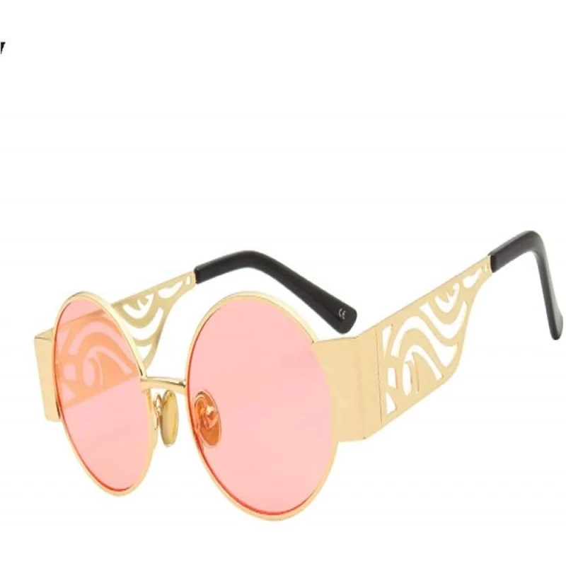 Oval Retro Sunglasses Men Vintage Hollow Gold Metal Frame Unisex Black Red Small Oval Sun Glasses for Women UV400 - 2 - CZ18Q...