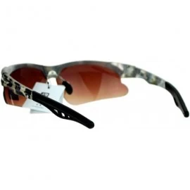 Rectangular Camouflage Half Rim Sport Hunters Warp Sunglasses - Brown Camo - CI128KMUMOP $10.60