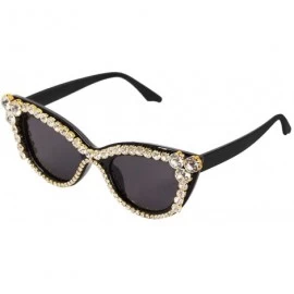 Goggle Sparkling Crystal Cat Eye Sunglasses UV Protection Rhinestone Sunglasses - Cat Eye Rhinestone - C318WQCMKZM $19.81