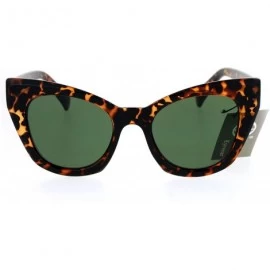 Oversized Unique Compact Flat Lens Rigid Squared Cat Eye Sunglasses - Tortoise Black - CU12MAXUBVI $22.91