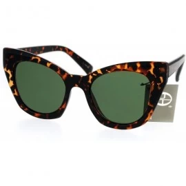 Oversized Unique Compact Flat Lens Rigid Squared Cat Eye Sunglasses - Tortoise Black - CU12MAXUBVI $10.55