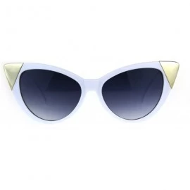 Oval Womens Goth Metal Horn Cat Eye Mod Diva Sunglasses - White Smoke - C5189LIZ6RM $9.90
