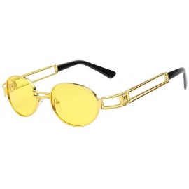 Round Women UV400 Gothic Flat Top Vintage Round Glasses Men Steampunk Sunglass Eeywear - Yellow - C718C7C2CY0 $22.14
