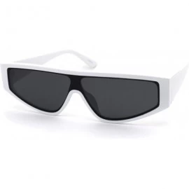 Rectangular Retro Flat Top Shield Plastic Sunglasses - White Black - CH18ZWQEMH6 $17.71