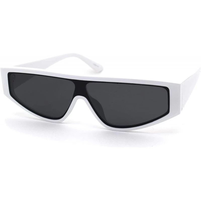 Rectangular Retro Flat Top Shield Plastic Sunglasses - White Black - CH18ZWQEMH6 $8.73