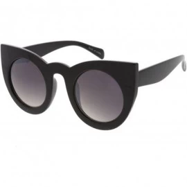 Round Heritage Modern "Nyan" Cat Eye Thick Round Frame Sunglasses - Black - CD18GYQ55S8 $17.60