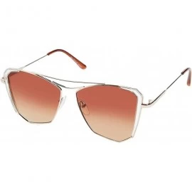 Aviator Classic Flat Lens Reflective Coating Mirror Fashion Sunglasses P4160 - Gold Gradient Brown - CZ18IIE62R3 $20.27