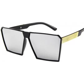 Aviator Eyewear Oversized Square Sunglasses Retro Sun Glasses UV 400 (Sliver) - Sliver - C018QG9ARU7 $8.14