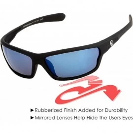 Wayfarer Men's Rectangular Sports Wrap 65mm Polarized Sunglasses - Black Matte Rubberized- Blue Mirror Lens - C118KL6WX9H $10.46