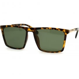 Rectangular Tempered Glass Lens Elegant Rectangular Designer Style Sunglasses - Tortoise Gold Green - CO194OO7N06 $12.12
