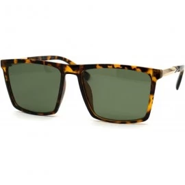 Rectangular Tempered Glass Lens Elegant Rectangular Designer Style Sunglasses - Tortoise Gold Green - CO194OO7N06 $18.80