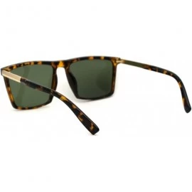 Rectangular Tempered Glass Lens Elegant Rectangular Designer Style Sunglasses - Tortoise Gold Green - CO194OO7N06 $12.12
