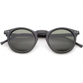 Round Retro Horn Rimmed Keyhole Nose Bridge P3 Round Sunglasses 49mm - Matte Black / Green - CT12N1YJREF $10.79