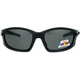 Rectangular TAC Polarized Sunglasses Mens Oval Rectangular Sports Wrap Around Shades - Black (Black) - C718OYWX0WN $15.78