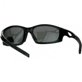 Rectangular TAC Polarized Sunglasses Mens Oval Rectangular Sports Wrap Around Shades - Black (Black) - C718OYWX0WN $15.78