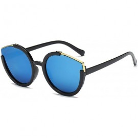 Semi-rimless Sunglasses Metal Cateye Sunglasses for Women Lightweight - Blue - CN18TRRYKHO $28.58