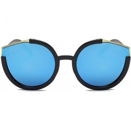 Semi-rimless Sunglasses Metal Cateye Sunglasses for Women Lightweight - Blue - CN18TRRYKHO $14.68