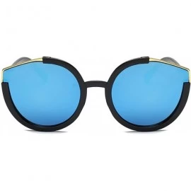 Semi-rimless Sunglasses Metal Cateye Sunglasses for Women Lightweight - Blue - CN18TRRYKHO $14.68