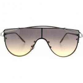 Shield Oceanic Tie Dye Gradient Shield Robotic Futurism Sunglasses - Silver Smoke Yellow - C61863ATSL2 $11.99