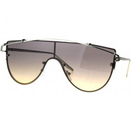 Shield Oceanic Tie Dye Gradient Shield Robotic Futurism Sunglasses - Silver Smoke Yellow - C61863ATSL2 $11.99