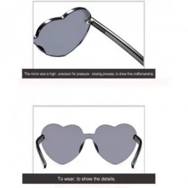 Rimless Heart Shaped Rimless Sunglasses One Piece Transparent Candy Color Rimless Glasses Tinted Eyewear - Gray - C618SWQQ730...
