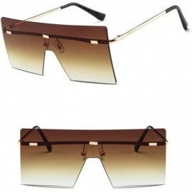 Rimless Big Square Rimless Sunglasses Women Men Vintage Metal Oversized Shades Eyewear - Brown - CA1905ZZZ5O $8.92