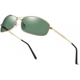 Aviator Polarized Sunglasses for Men Women Metal Frame UV Protection - Gold&green - C318A5AXERH $11.23