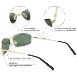 Aviator Polarized Sunglasses for Men Women Metal Frame UV Protection - Gold&green - C318A5AXERH $11.23