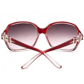 Round Female Fashion Plastic Hollow Frame Rimmed Sunglasses - Lightred - C718C0TZZC4 $7.40