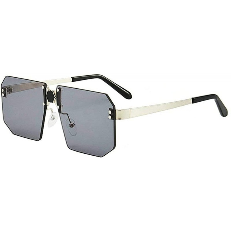 Rimless Fashion Square Sunglasses Women Brand Designer Rimless Red Mirror Sun Glasses Men UV400 - Black - CO194MHL47Y $11.18