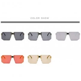 Rimless Fashion Square Sunglasses Women Brand Designer Rimless Red Mirror Sun Glasses Men UV400 - Black - CO194MHL47Y $11.18