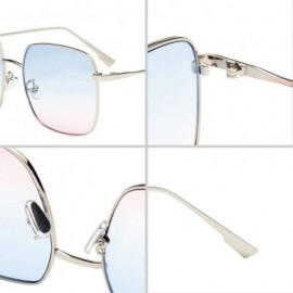 Oversized Womens Oversized Square Metal Sunglasses & Blue Light Blocking Glasses for Women UV Protection Mirrored Lens 8008 -...