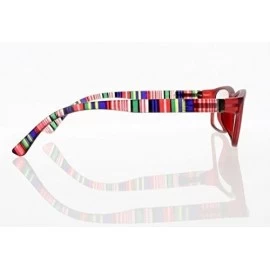 Square Square Colorful Thin Frame Colorful Stripe Legs Reading Glasses Readers - Red - CY185EAQ972 $11.12