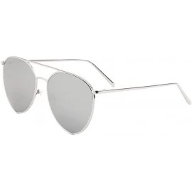 Aviator Color Mirror Flat Lens Modern Round Aviator Sunglasses - Grey - CR190ESKQ8X $17.73