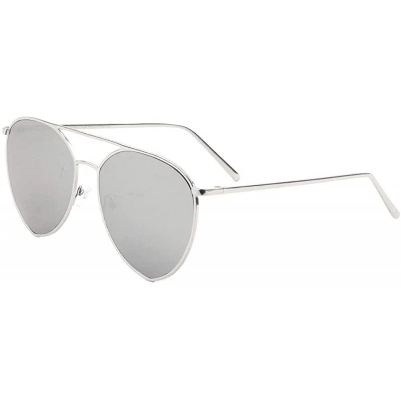 Aviator Color Mirror Flat Lens Modern Round Aviator Sunglasses - Grey - CR190ESKQ8X $17.73