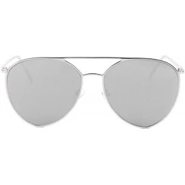 Aviator Color Mirror Flat Lens Modern Round Aviator Sunglasses - Grey - CR190ESKQ8X $17.73