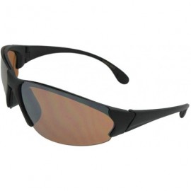 Wrap Big Frame Sport Sunglasses SR20 - Flat Black-amber Lenses - CL186COIZRK $9.91