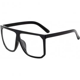 Square Large Square Frame UV Blocking Eye Protection Sunglasses for Unisex Daily - Black&transparent - CO18CYI44TC $13.88