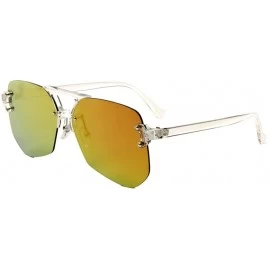 Rimless Color Mirror Clear Frame Rimless Geometric Aviator Sunglasses - Red Green Clear - C9190LY8CX9 $15.96