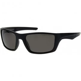 Rectangular Mens Polarized Lens Sunglasses Rectangular Frame Wrap Around Black - Matte Black - C618W6SKM35 $22.47
