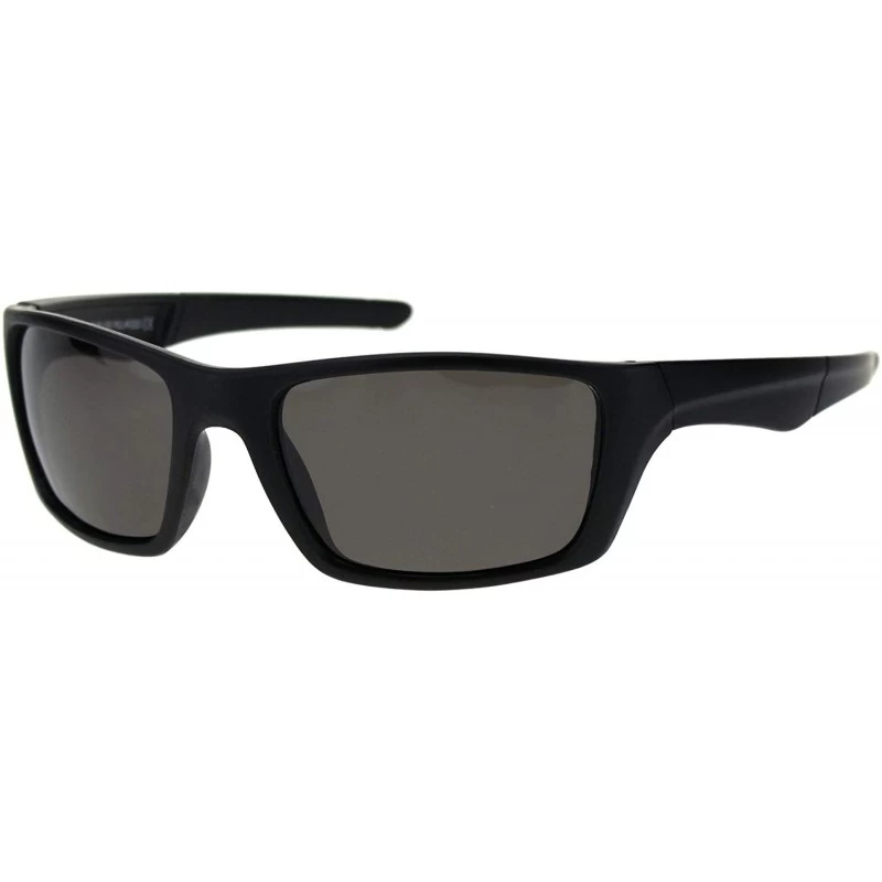 Rectangular Mens Polarized Lens Sunglasses Rectangular Frame Wrap Around Black - Matte Black - C618W6SKM35 $10.50