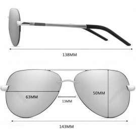 Aviator Aviator Sunglasses for Men Women Polarized - Lightweight Al-Mg Metal Alloy Frame - Silver/Silver - CS1942CI0LM $23.27