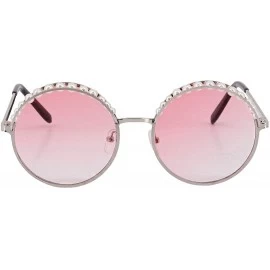 Oversized Fashion Round Sunglasses Semi-rim UV Protection Glasses for Women Girls - Pink Silver-rim - CX190R8Y30T $14.46