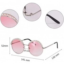 Oversized Fashion Round Sunglasses Semi-rim UV Protection Glasses for Women Girls - Pink Silver-rim - CX190R8Y30T $14.46