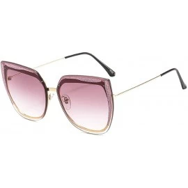 Oversized Brand Frameless Women Bling Green Sunglasses Luxury Metal Frame Cat Sun glasses Ladies NX - Purple&brown - C31947MZ...